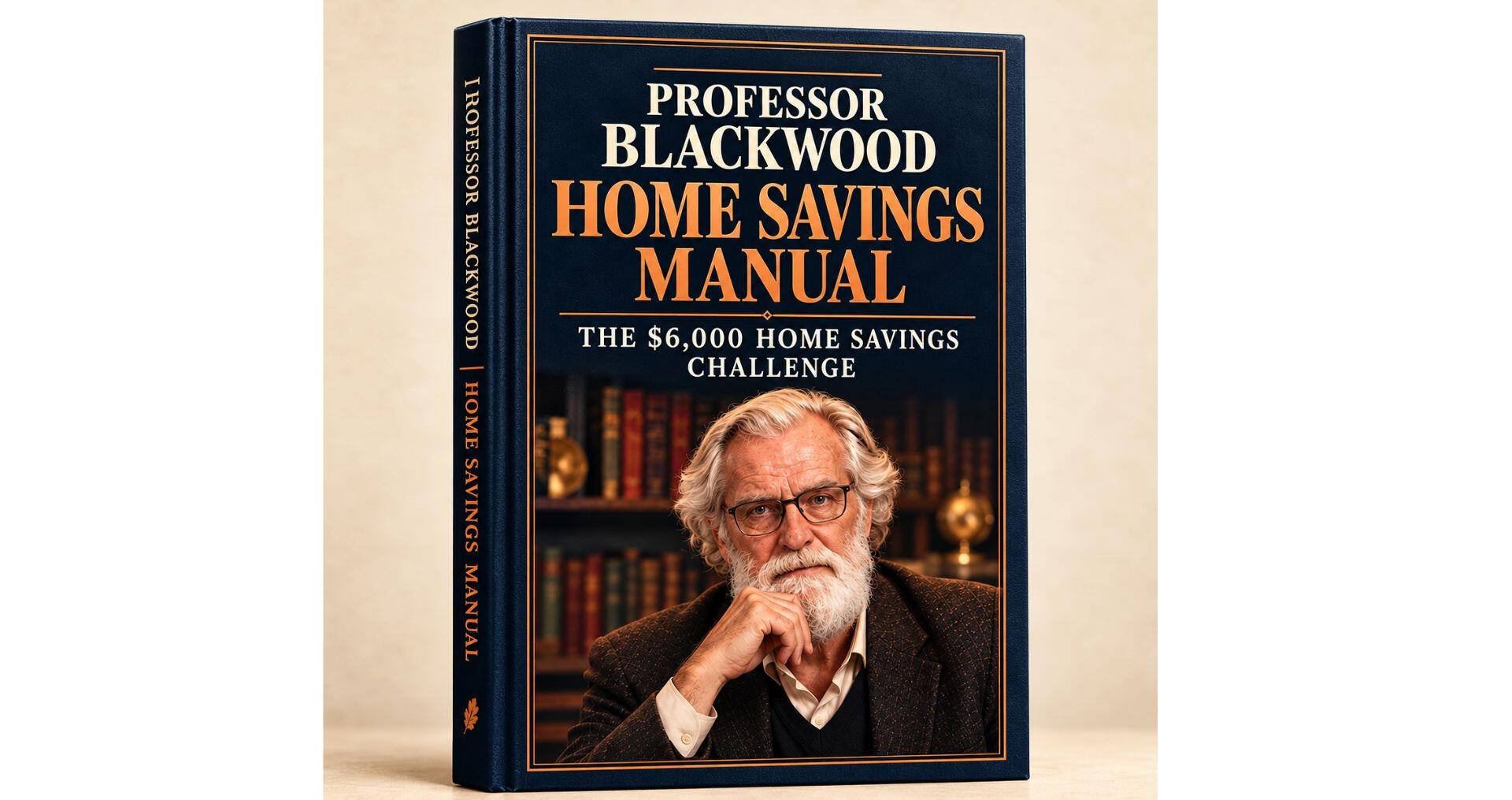 Cover of The Professor Blackwood Home Savings Manual, featuring Professor Blackwood and The $6,000 Home Savings Challenge